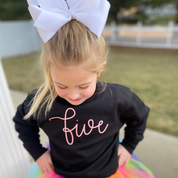 BIRTHDAY NUMBER - NEW CURSIVE - Child Sweater Little Mama Shirt Shop