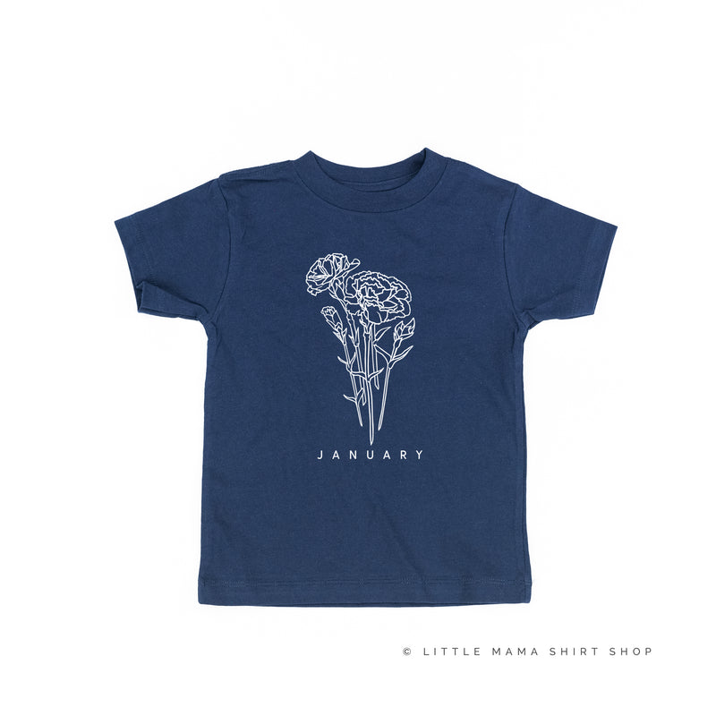 JANUARY BIRTH FLOWER - Carnation - Short Sleeve Child Shirt