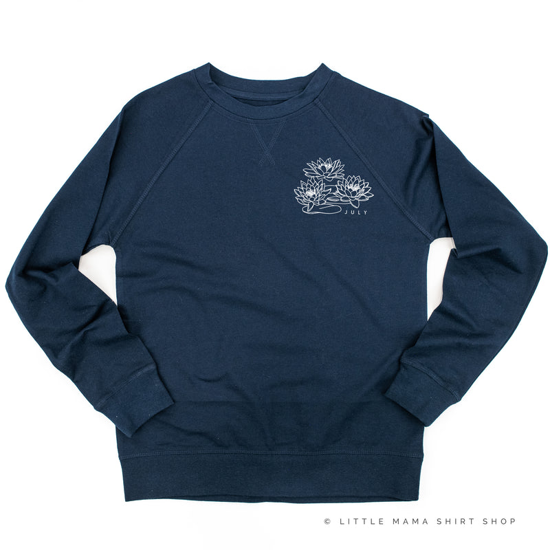 JULY BIRTH FLOWER - Lotus - pocket - Lightweight Pullover Sweater