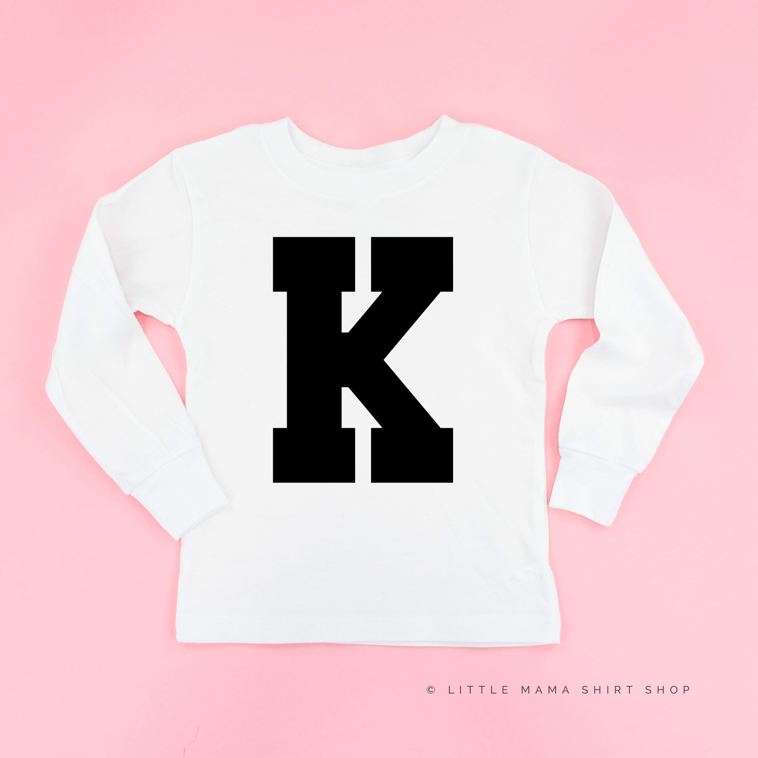 VARSITY INITIALS - Long Sleeve Child Shirt Little Mama Shirt Shop