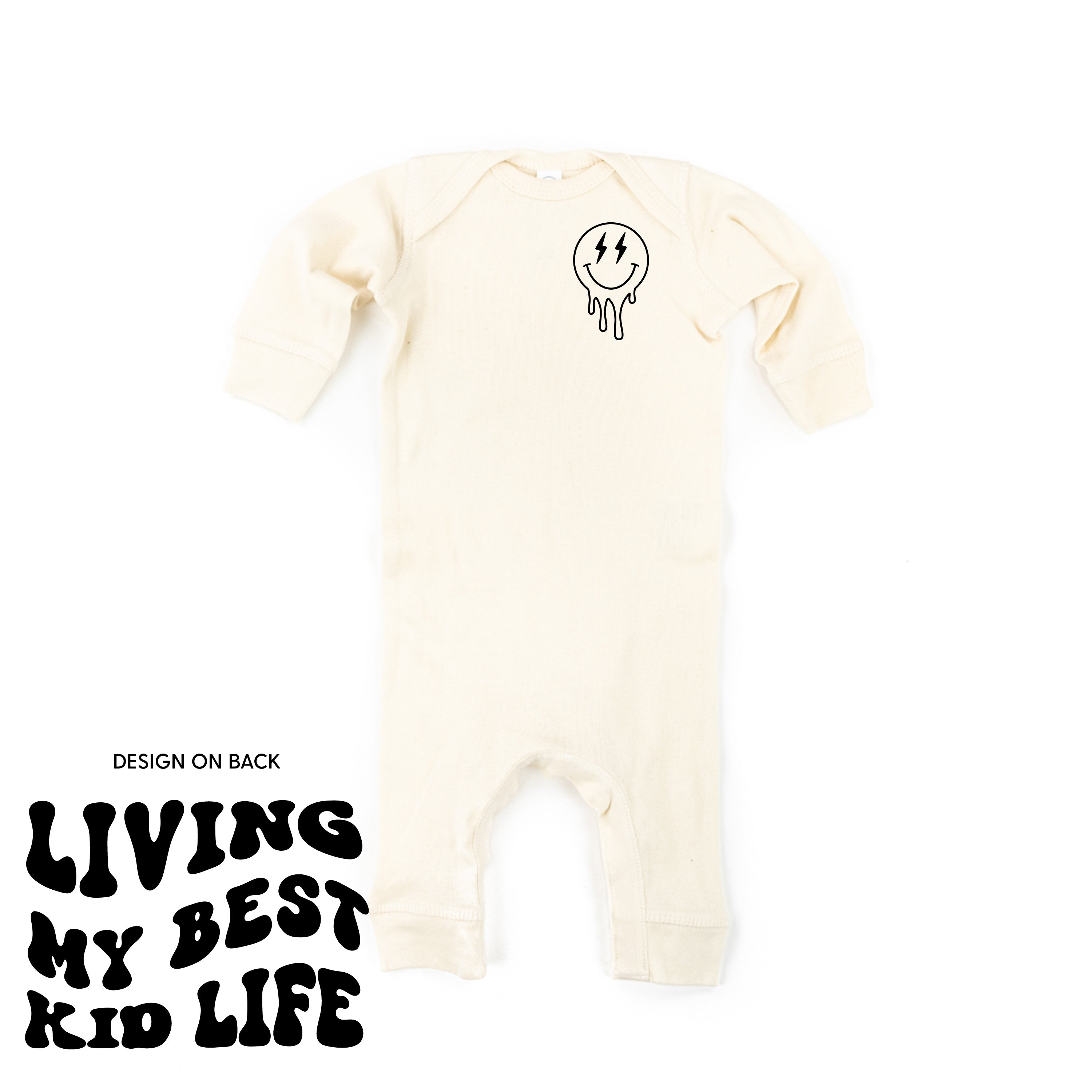 Living My Best Kid Life (w/ Melty Lightning Eyes) - One Piece Baby Sleeper Little Mama Shirt Shop