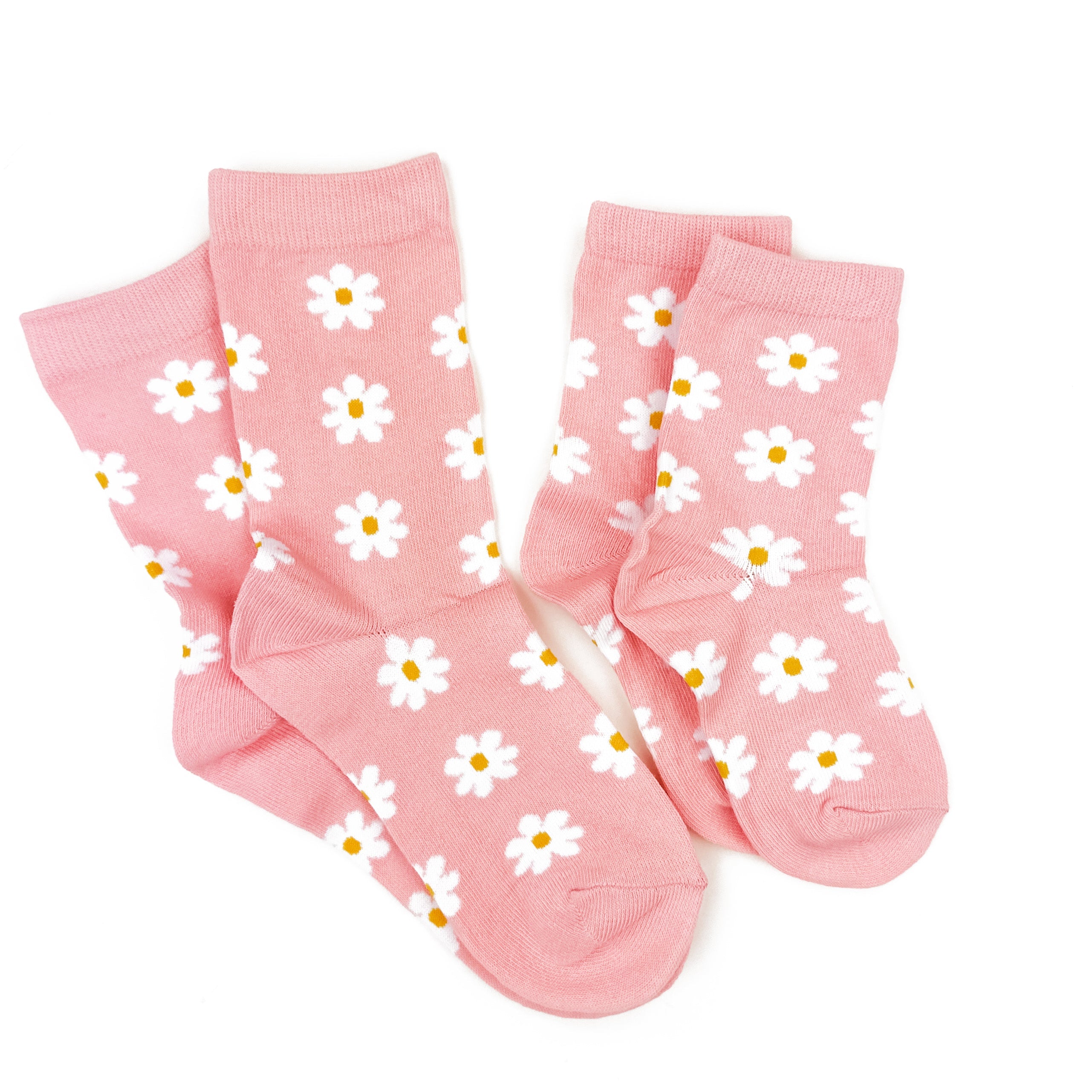 LMSS® CHILD CREW SOCKS - Everything is Blossom (Pink-All Over Daisies) Little Mama Shirt Shop