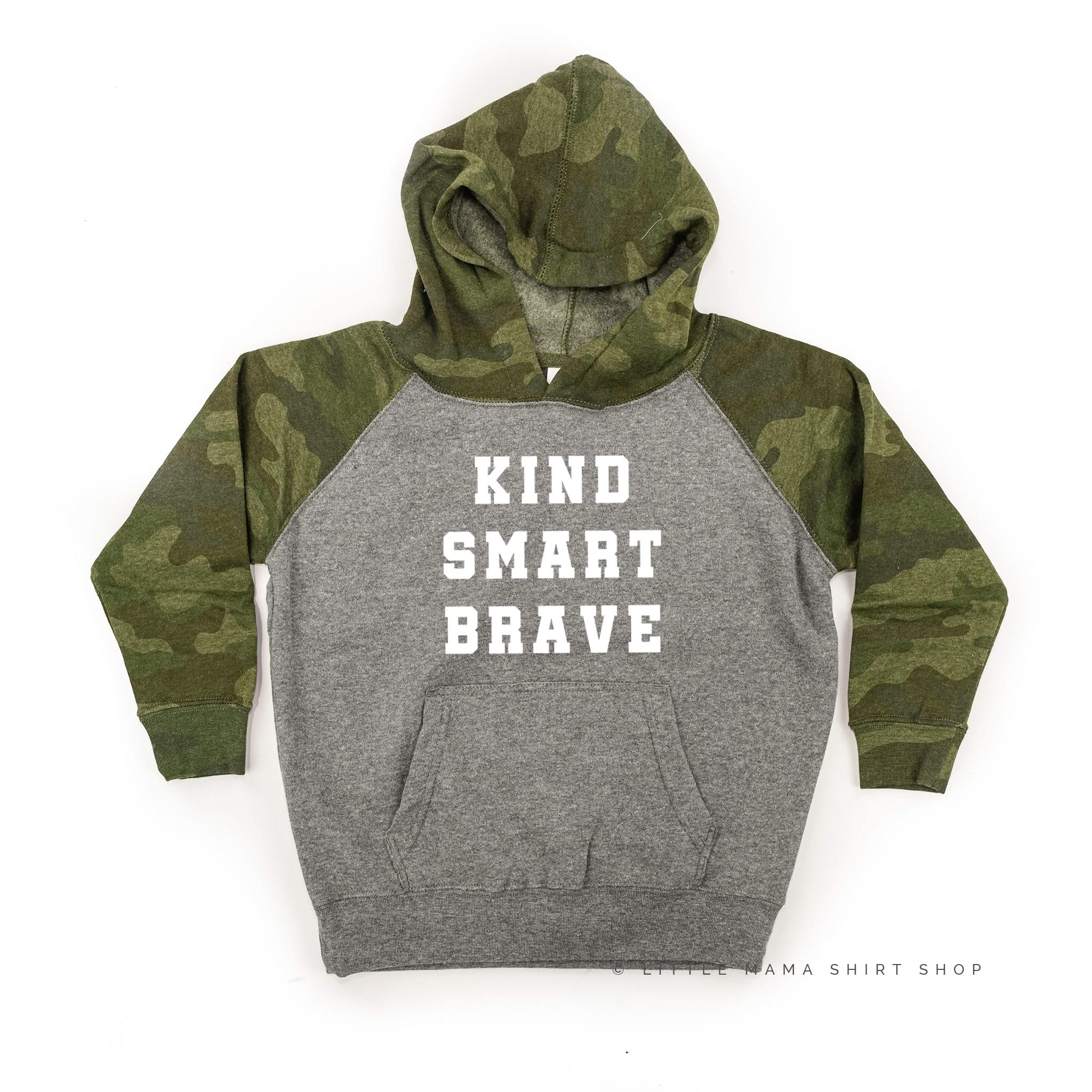 Kind Smart Brave - Varsity - Child Hoodie Little Mama Shirt Shop LLC