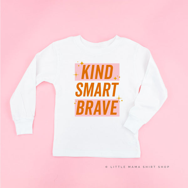 Kind Smart Brave - Pink+Orange Sparkle - Long Sleeve Child Shirt
