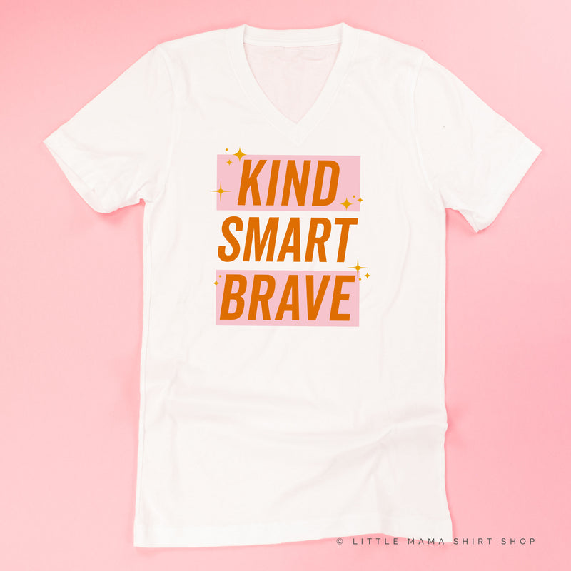 Kind Smart Brave - Pink+Orange Sparkle - Unisex Tee