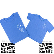 Living My Best Mom / Kid Life (w/ Melty Lightning Smileys) - Set of 2 Matching Shirts Little Mama Shirt Shop