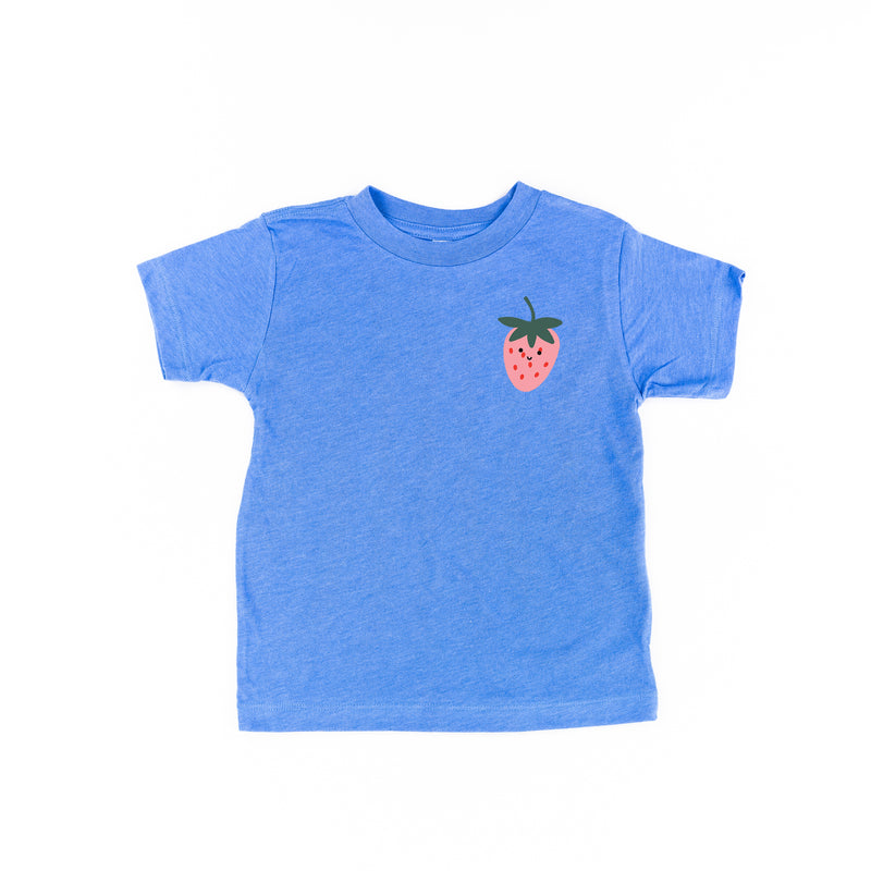 Pocket Fruit (Front) w/ Group of Smiley Fruit (Back) - Short Sleeve Child Tee