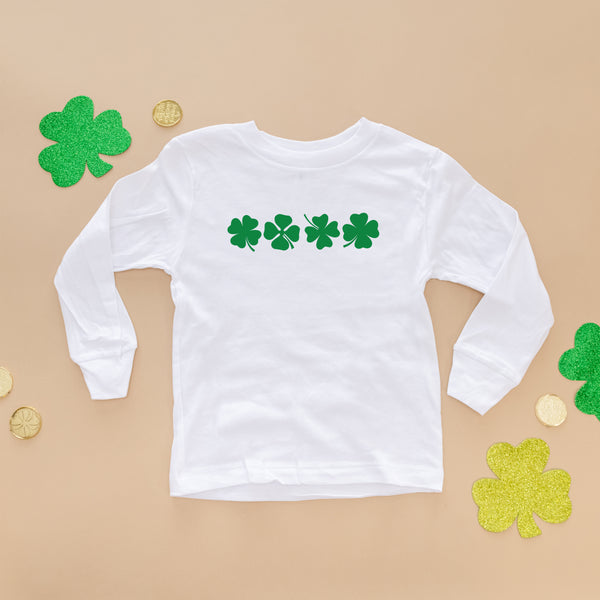 4 Shamrocks Across (Front) w/ Have a Lucky Day (Back) - Long Sleeve Child Shirt