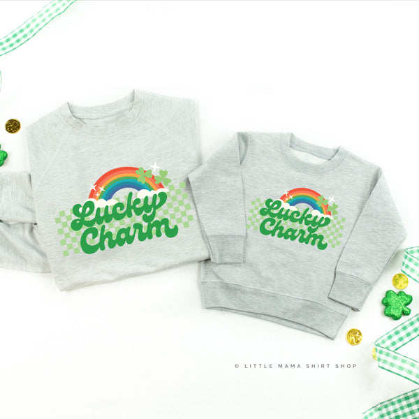 Lucky Charm w/ Checkers & Rainbow - Set of 2 Lightweight Sweaters
