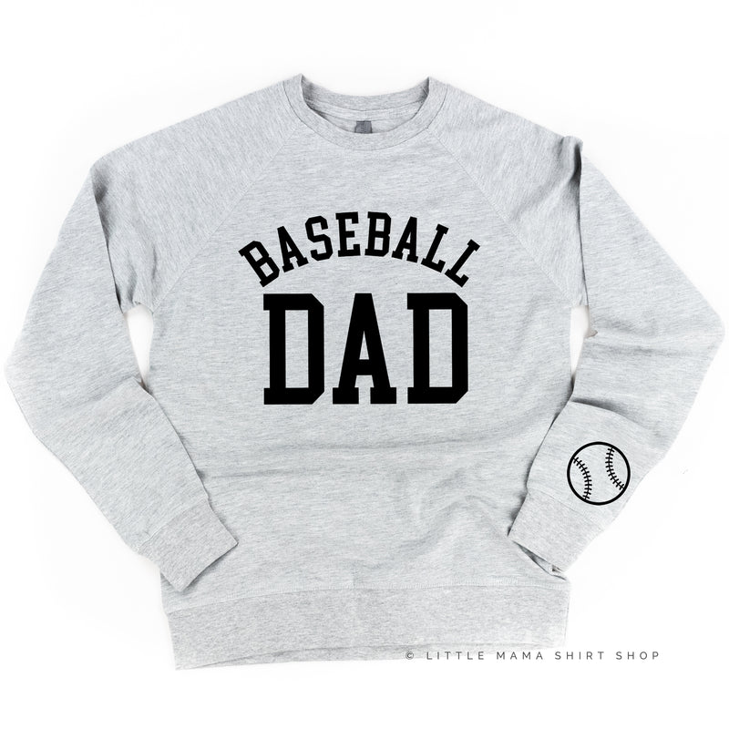 Baseball Dad - Baseball Detail on Sleeve - Lightweight Pullover Sweater