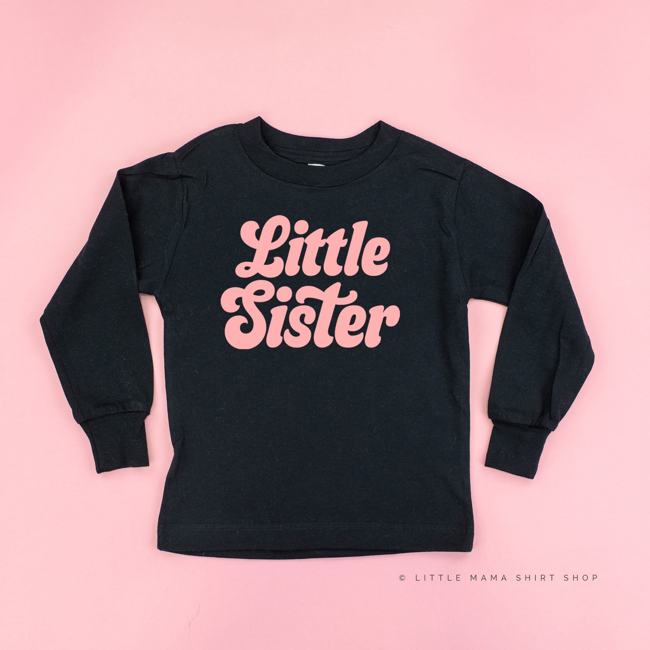 Little Sister (Retro) - Long Sleeve Child Shirt Little Mama Shirt Shop