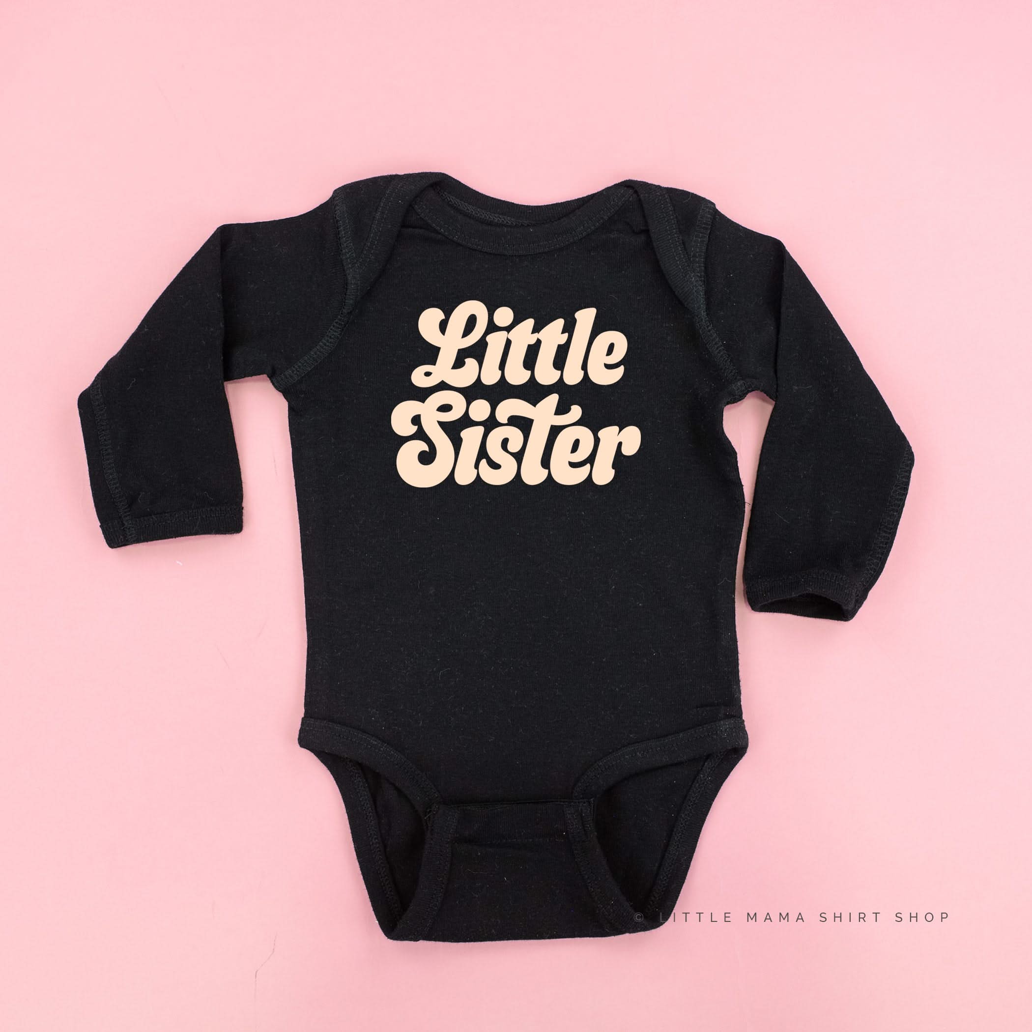Little Sister (Retro) - Long Sleeve Child Shirt Little Mama Shirt Shop