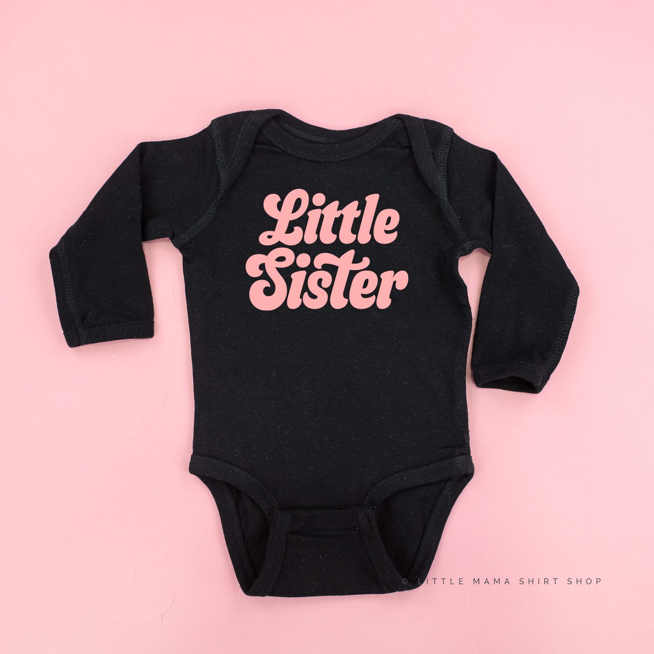 Little Sister (Retro) - Long Sleeve Child Shirt Little Mama Shirt Shop