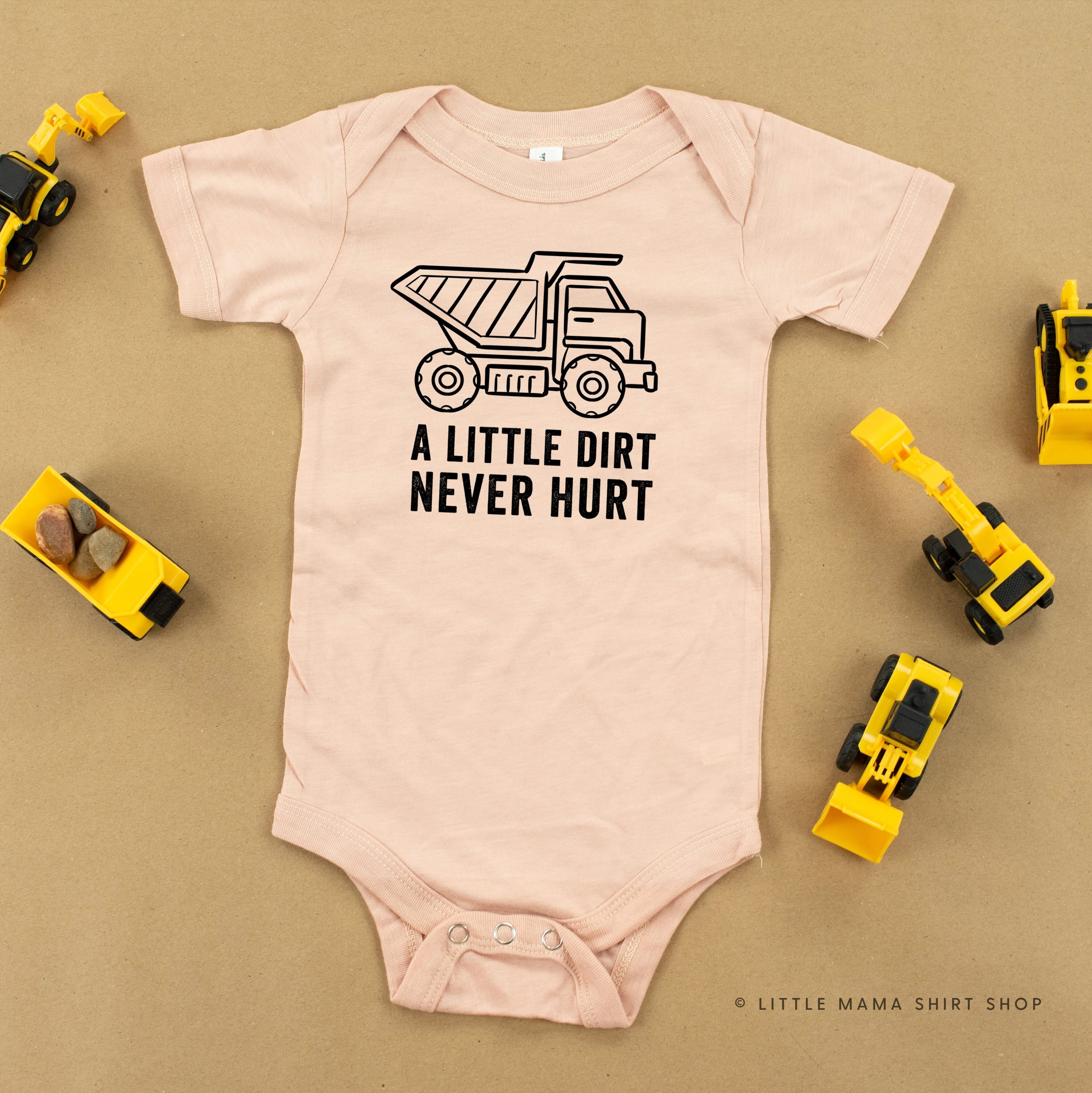 A LITTLE DIRT NEVER HURT - CONSTRUCTION - Short Sleeve Child Shirt Little Mama Shirt Shop