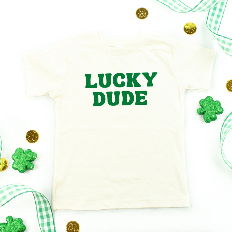 LUCKY DUDE (BLOCK FONT) - Short Sleeve Child Shirt