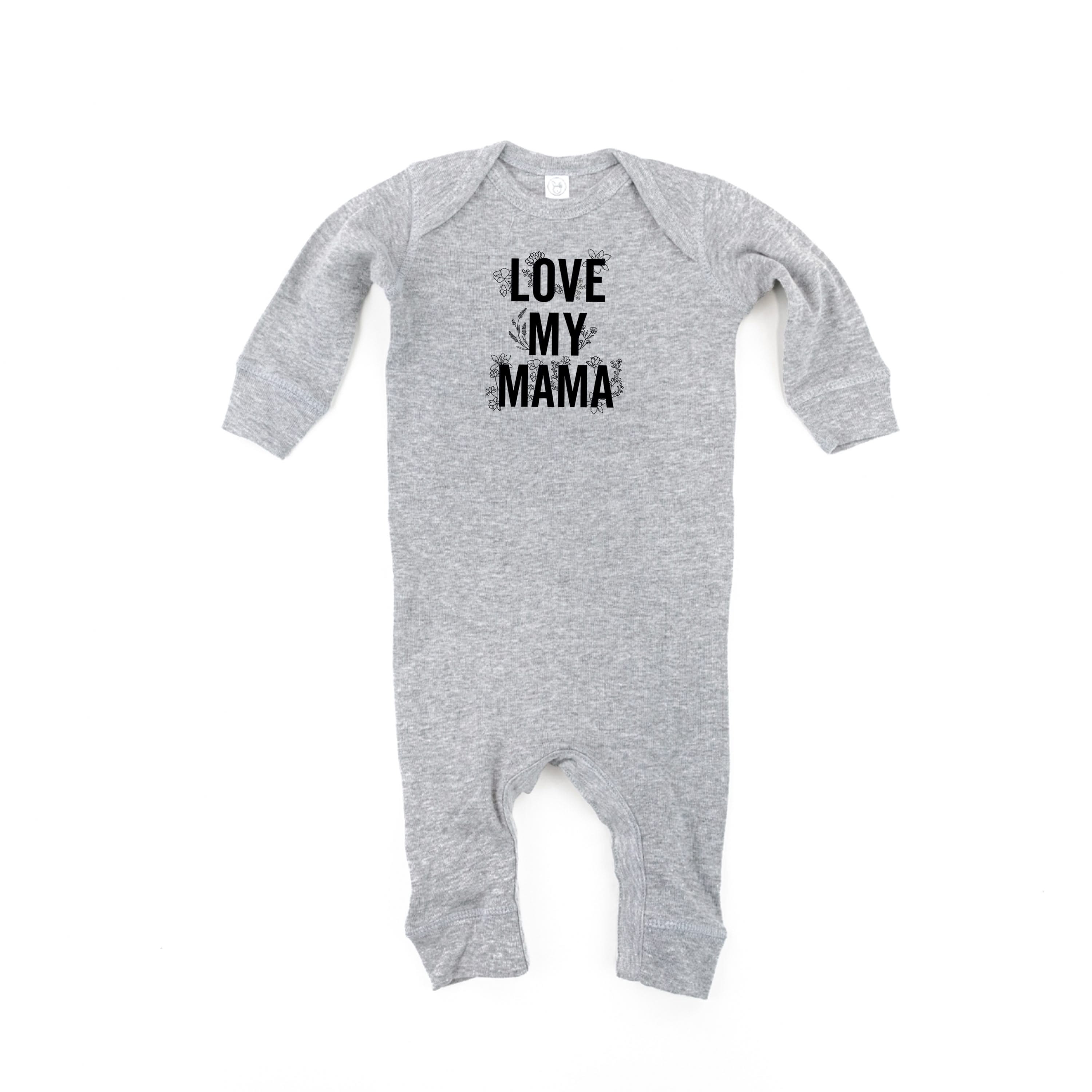 LOVE MY MAMA - Floral - One Piece Baby Sleeper Little Mama Shirt Shop