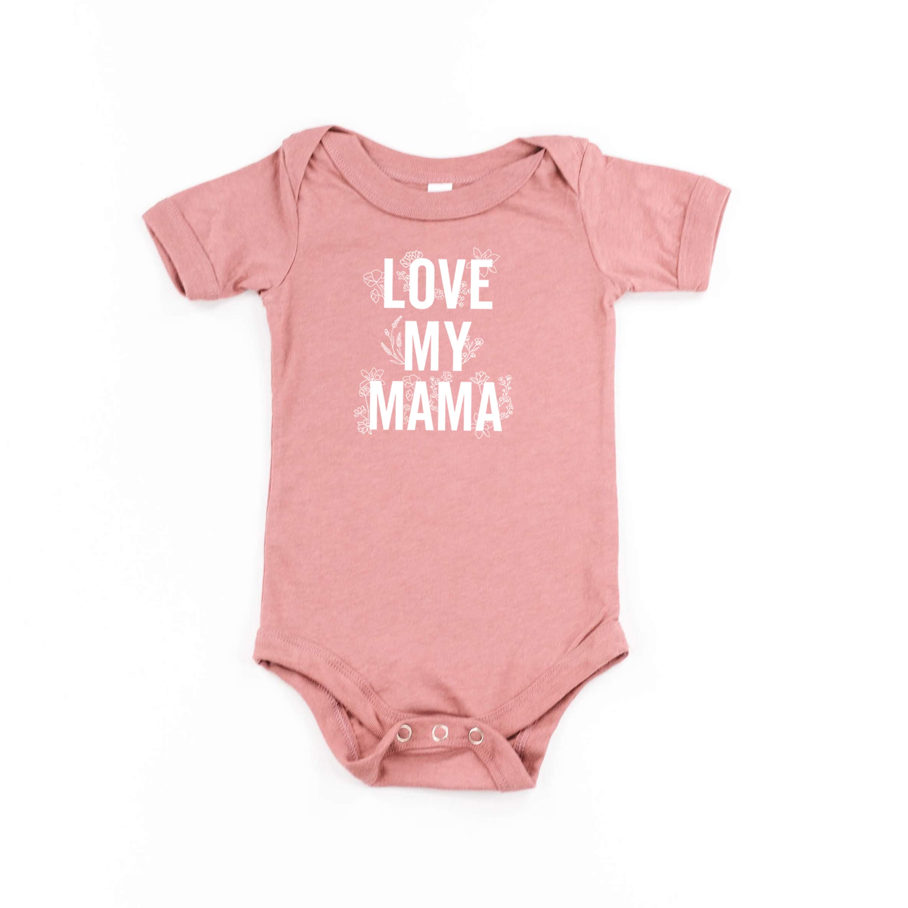 LOVE MY MAMA - Floral - Short Sleeve Child Shirt Little Mama Shirt Shop