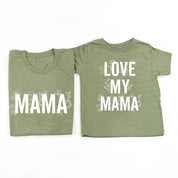 Mama (Florals) + Love My Mama (Florals) - Set of 2 Matching Shirts Little Mama Shirt Shop