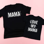Mama (Florals) + Love My Mama (Florals) - Set of 2 Matching Shirts Little Mama Shirt Shop