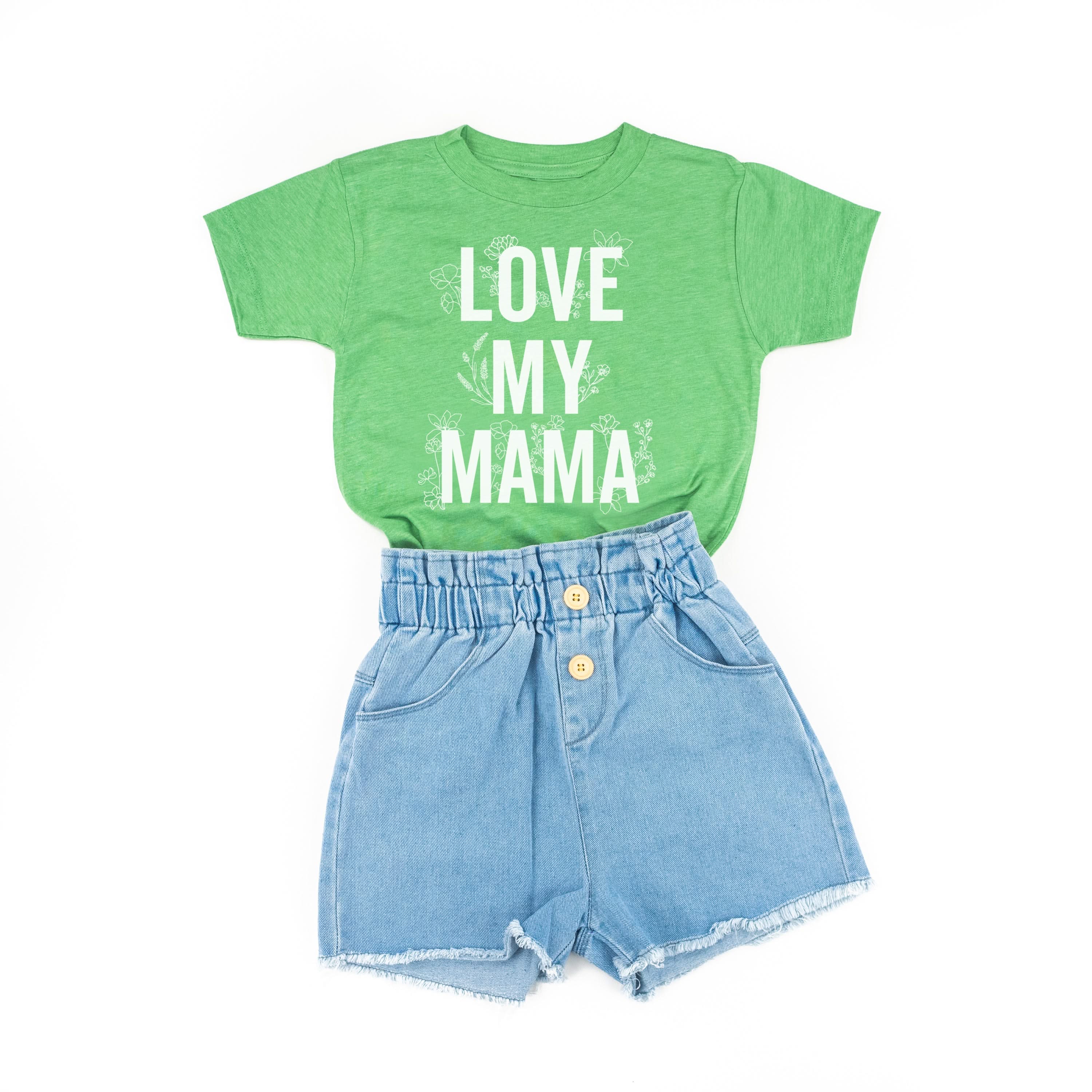 LOVE MY MAMA - Floral - Short Sleeve Child Shirt Little Mama Shirt Shop