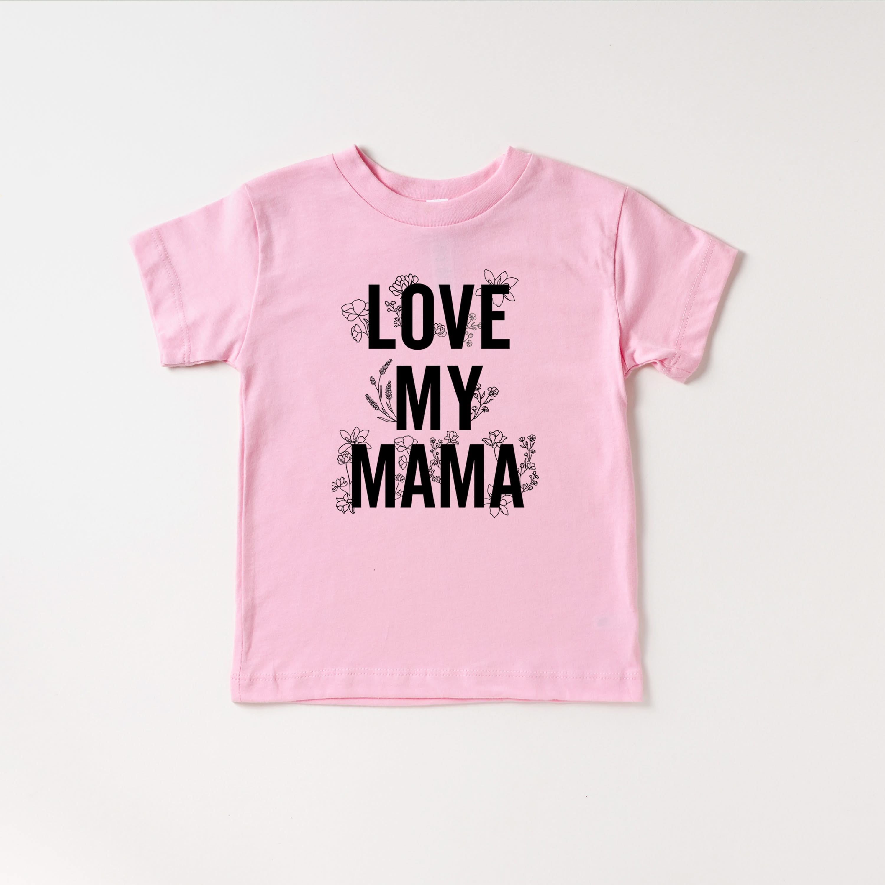 LOVE MY MAMA - Floral - Short Sleeve Child Shirt Little Mama Shirt Shop