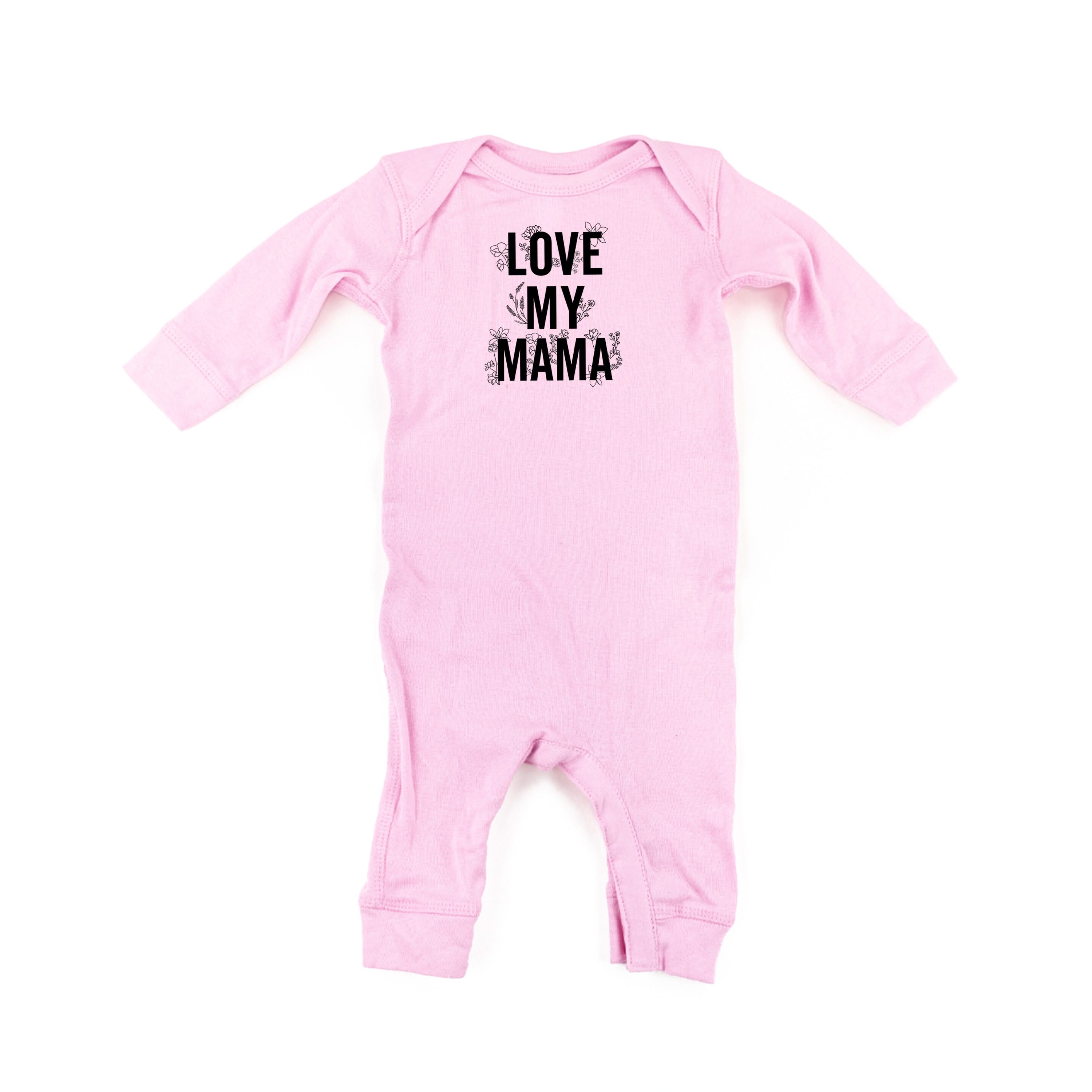 LOVE MY MAMA - Floral - One Piece Baby Sleeper Little Mama Shirt Shop