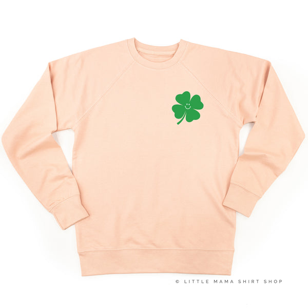 Little Happy Shamrock (Front) w/ It's a Good Day to Have a Lucky Day (Back) - Lightweight Pullover Sweater