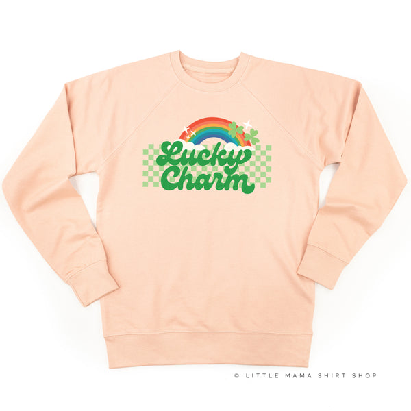 Lucky Charm w/ Checkers & Rainbow - Lightweight Pullover Sweater