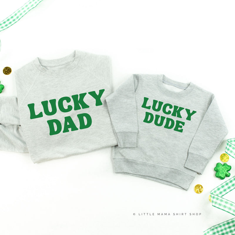 LUCKY DAD / DUDE (BLOCK FONT) - Set of 2 Lightweight Sweaters