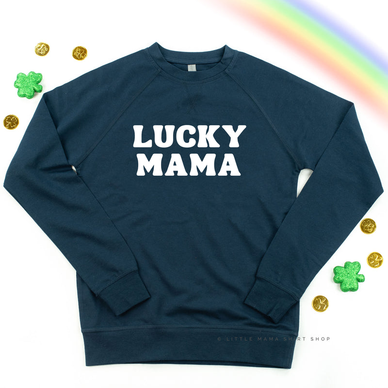 LUCKY MAMA (BLOCK FONT) - Lightweight Pullover Sweater