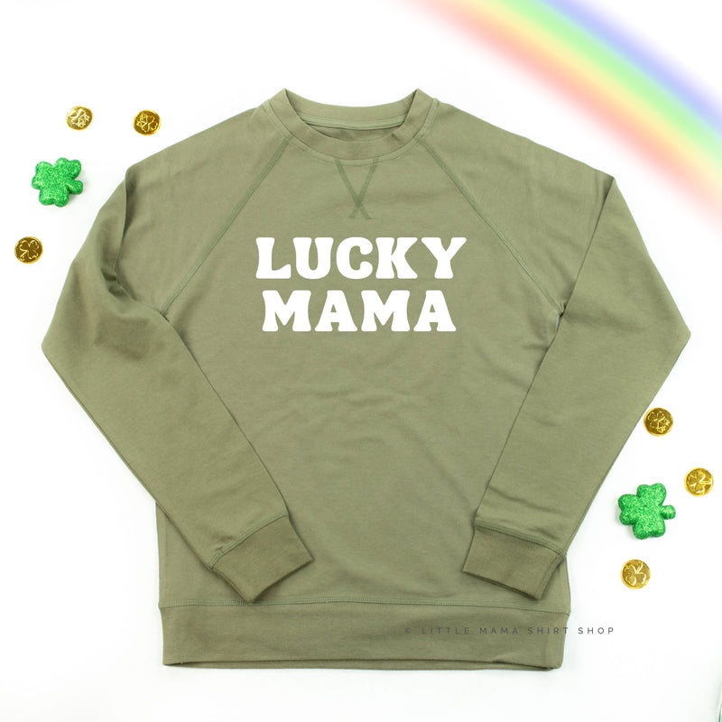 LUCKY MAMA (BLOCK FONT) - Lightweight Pullover Sweater