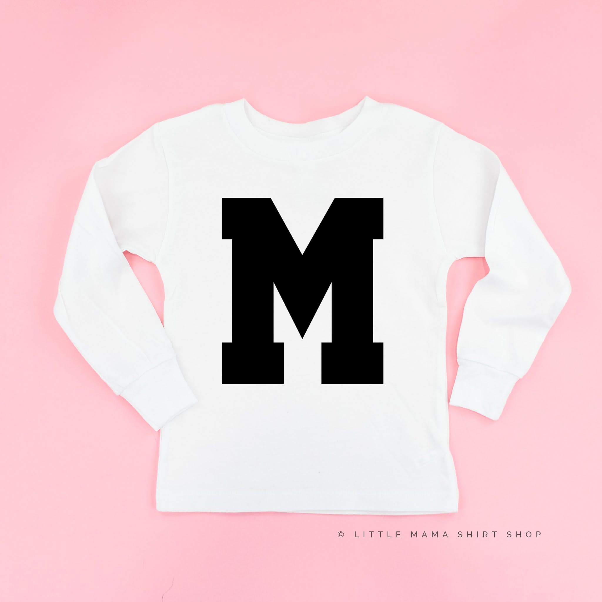 VARSITY INITIALS - Long Sleeve Child Shirt Little Mama Shirt Shop