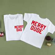 Merry Dad (pocket)/Merry Dude - Set of 2 Unisex Tees Little Mama Shirt Shop