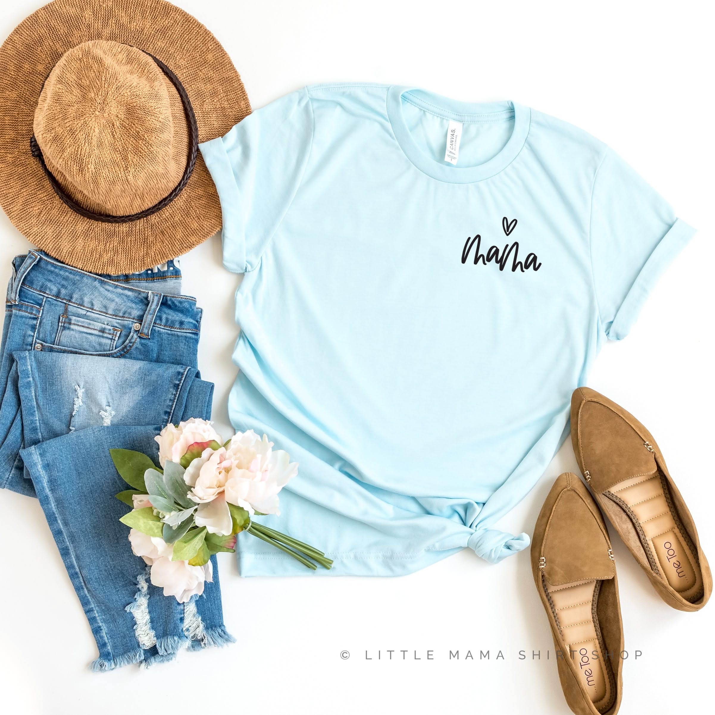 Mama - (Heart Above) - Unisex Tee Little Mama Shirt Shop