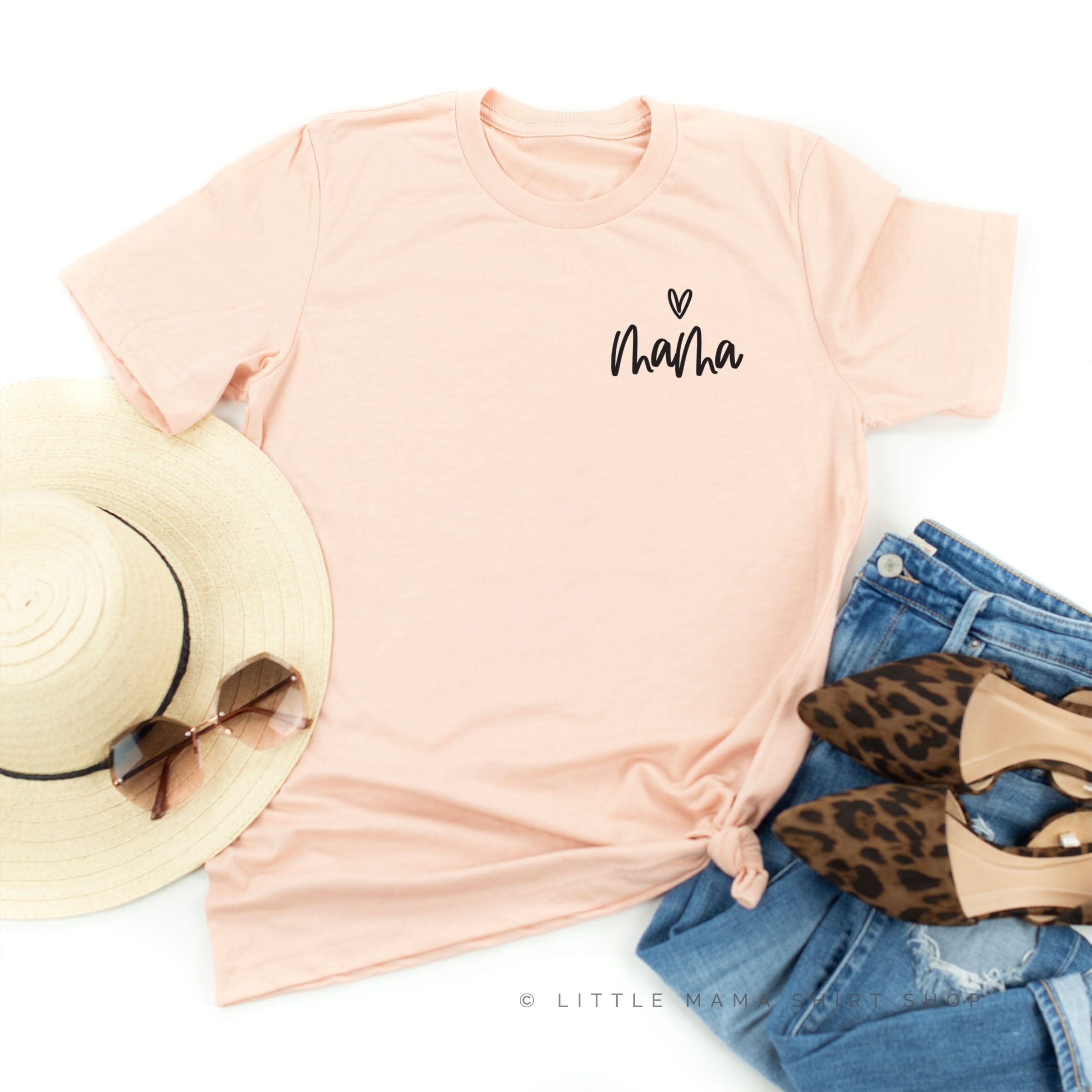 Mama - (Heart Above) - Unisex Tee Little Mama Shirt Shop