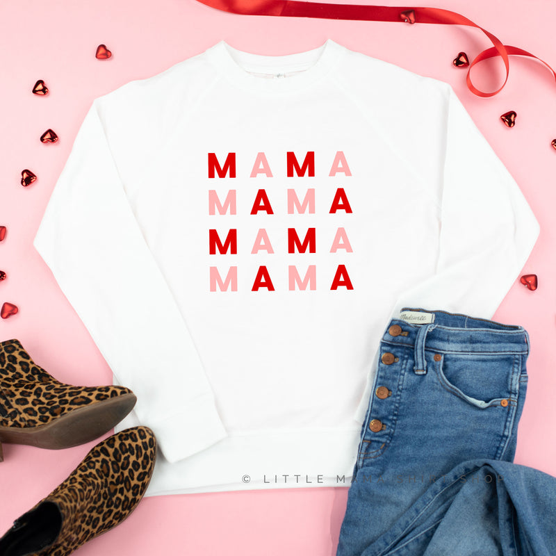 MAMA x 4 (Pink and Red) -  Lightweight Pullover Sweater