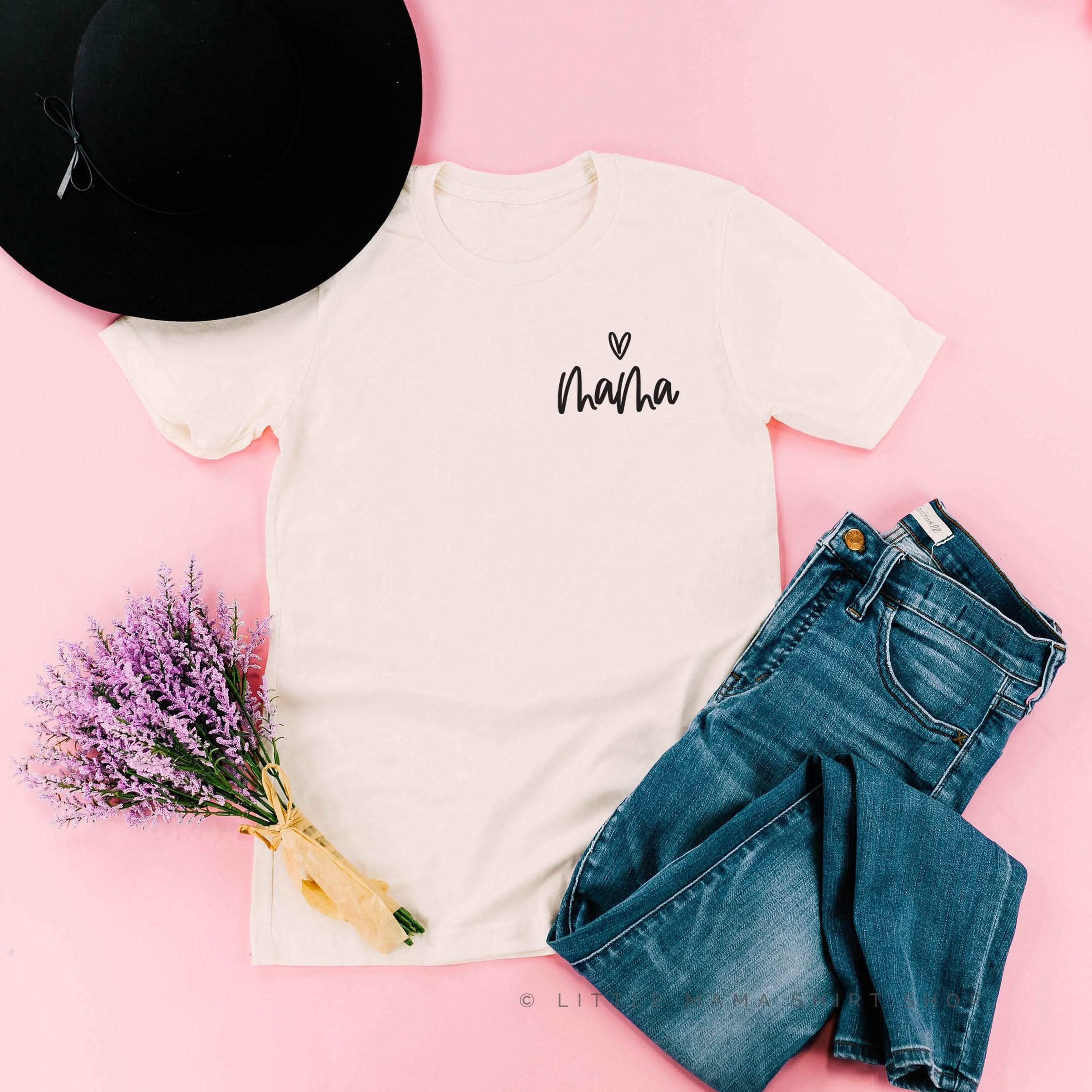 Mama - (Heart Above) - Unisex Tee Little Mama Shirt Shop