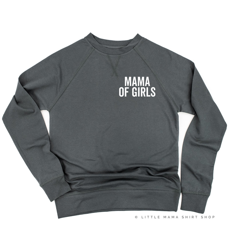 Mama of Girls - BLOCK FONT POCKET SIZE - Lightweight Pullover Sweater