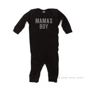 BLOCK FONT CHECKERS - MAMA'S BOY - One Piece Baby Sleeper Little Mama Shirt Shop