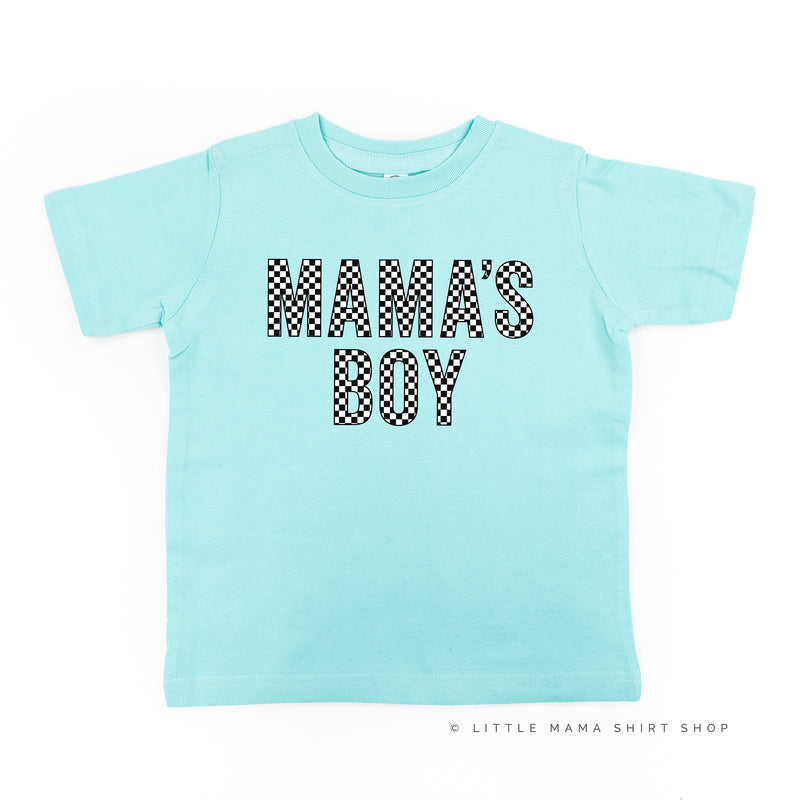 BLOCK FONT CHECKERS - MAMA'S BOY - Short Sleeve Child Shirt