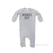BLOCK FONT CHECKERS - MAMA'S BOY - One Piece Baby Sleeper Little Mama Shirt Shop