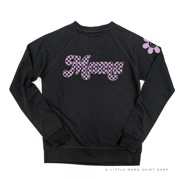 Retro Checkers - MAMA+MAMA'S GIRL - PURPLE DESIGN - Set of 2 BLACK Sweaters