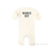 BLOCK FONT CHECKERS - MAMA'S BOY - One Piece Baby Sleeper Little Mama Shirt Shop