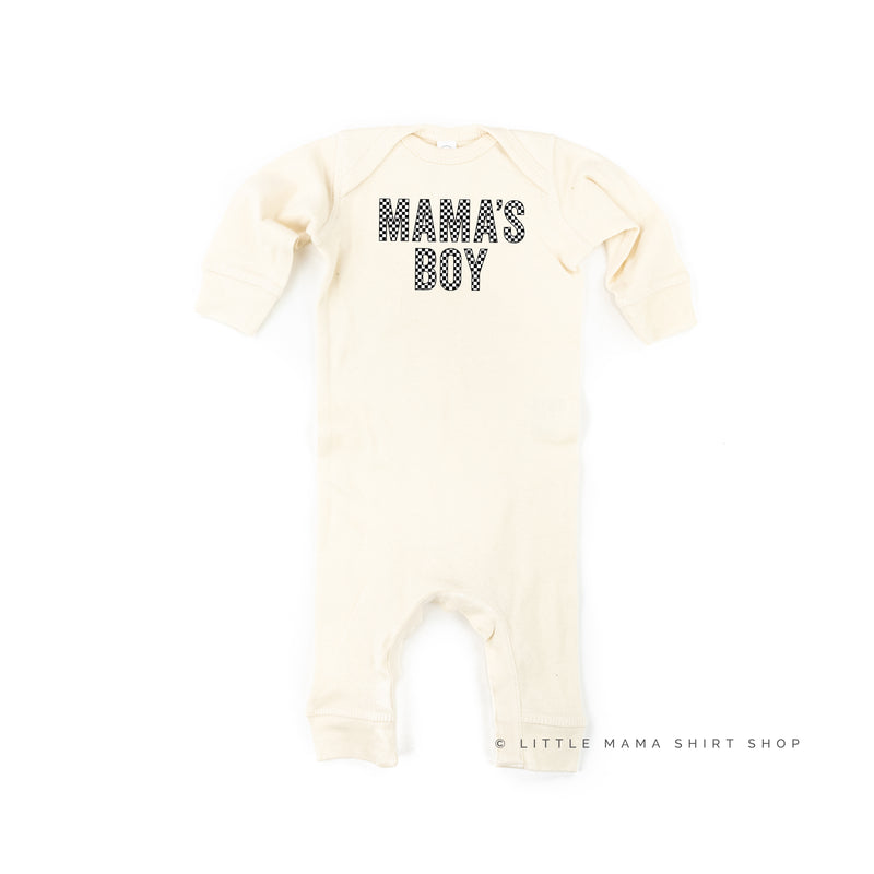 BLOCK FONT CHECKERS - MAMA'S BOY - One Piece Baby Sleeper