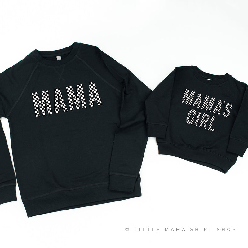 BLOCK FONT CHECKERS - MAMA+MAMA'S GIRL - Set of 2 Matching Sweaters
