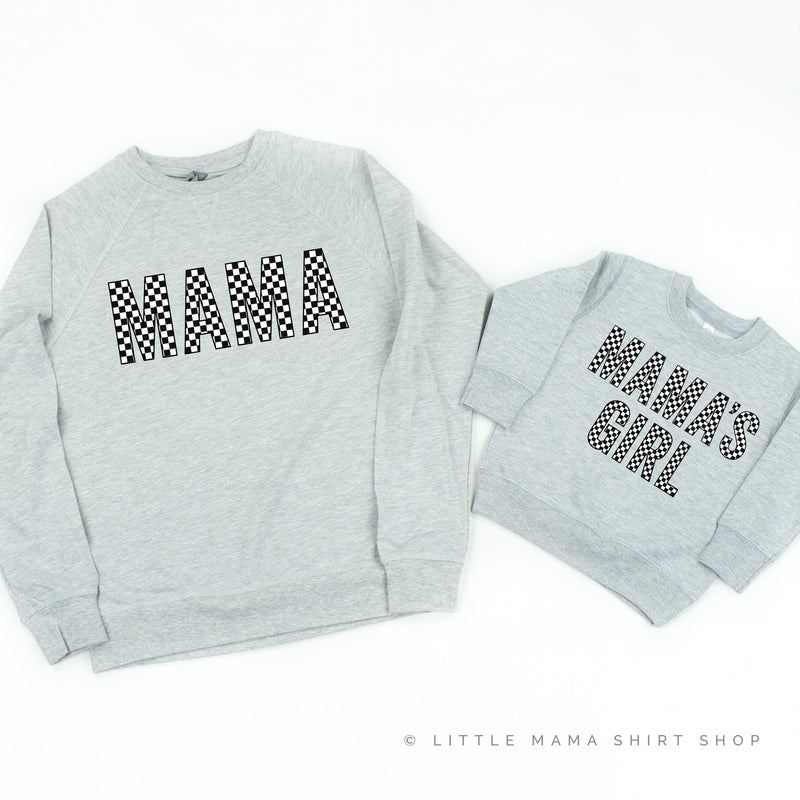BLOCK FONT CHECKERS - MAMA+MAMA'S GIRL - Set of 2 Matching Sweaters