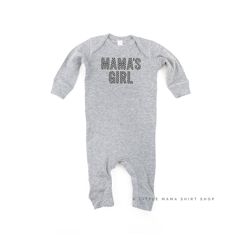 BLOCK FONT CHECKERS - MAMA'S GIRL - One Piece Baby Sleeper