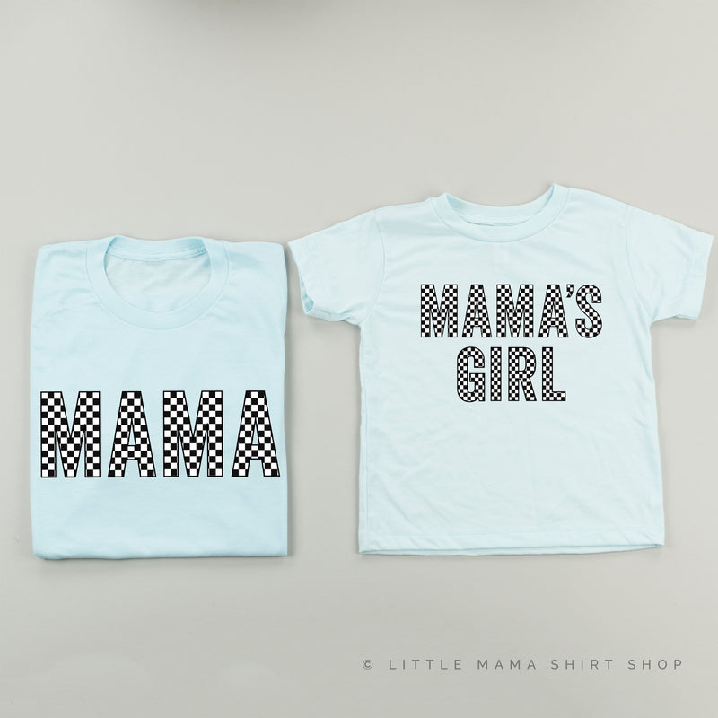 BLOCK FONT CHECKERS - MAMA+MAMA'S GIRL - Set of 2 Matching Shirts