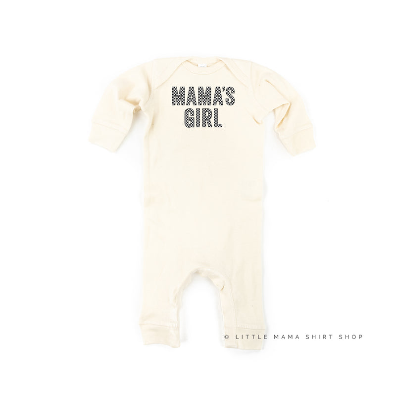 BLOCK FONT CHECKERS - MAMA'S GIRL - One Piece Baby Sleeper