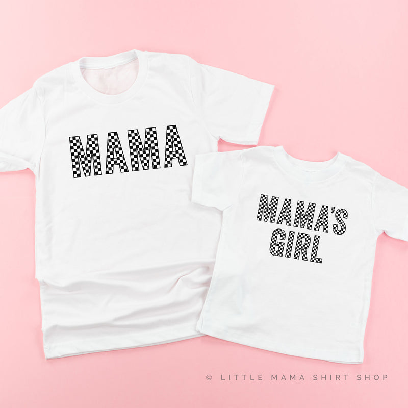 BLOCK FONT CHECKERS - MAMA+MAMA'S GIRL - Set of 2 Matching Shirts